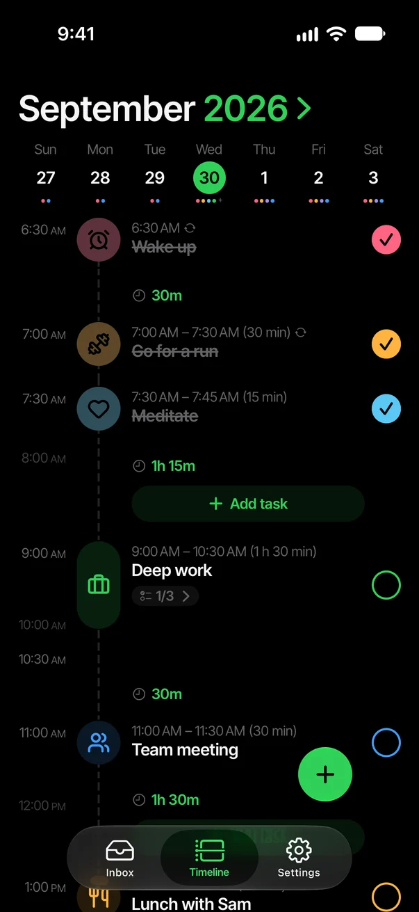 DayBoost daily planner timeline